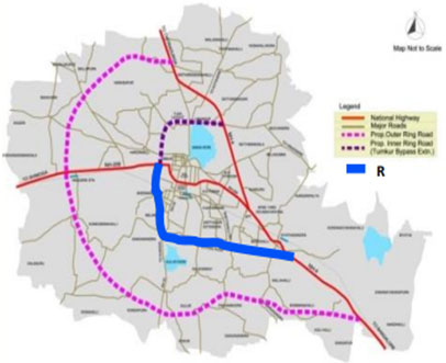 計画されているトゥムクル市街地の環状道路。部分的に工事が開始されている。 